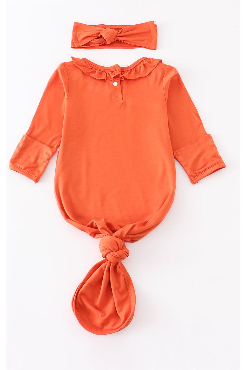 Orange bamboo ruffle 2pc baby gown