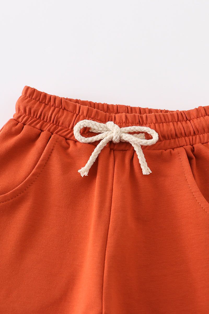 Orange sweatshirt & sweatshirt & pants set