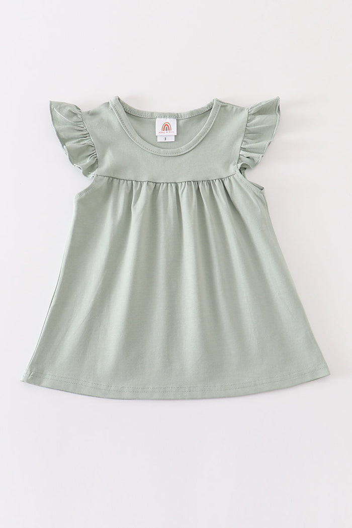 Sage basic ruffle top