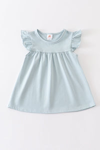 Blue basic ruffle top