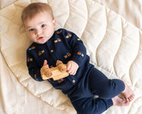 Train Embroidered Button Cardigan Baby Sweater (Organic)