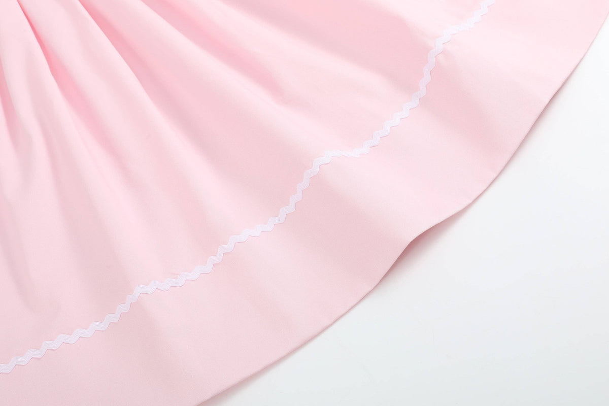 Pink and White Bows Smocked Bishop Dress