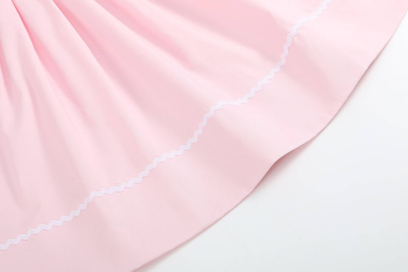 Pink and White Bows Smocked Bishop Dress