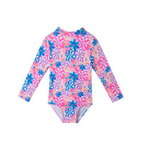 Infant (0-24M) Ls Rashguard & Hat Set | Blue Floral