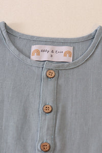 Teal button linen top