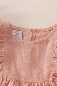 Peach linen girl ruffle bubble