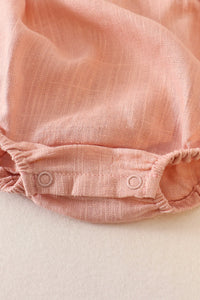 Peach linen girl ruffle bubble