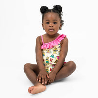 Arthur's Family Vacation Ruffle Leg One Piece Girls Swimsuit