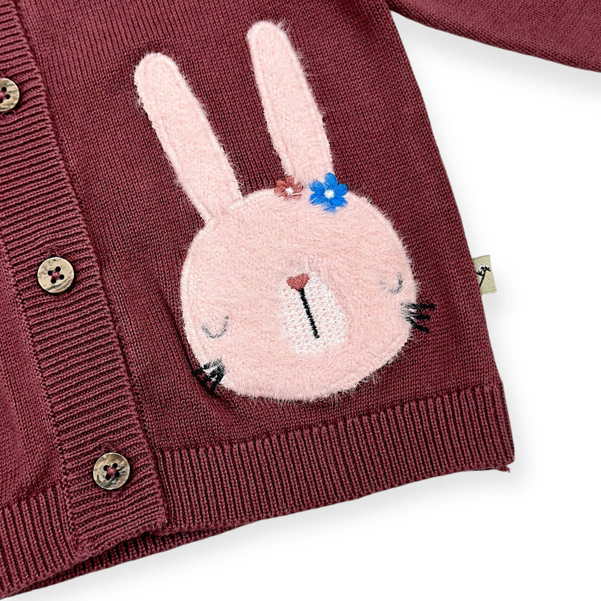 Bunny Applique Baby Cardigan Sweater (Organic Cotton)