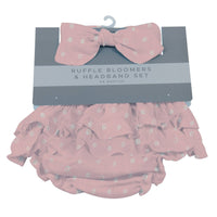 Pink Pearl Polka Dot Ruffle Bloomers and Headband Set