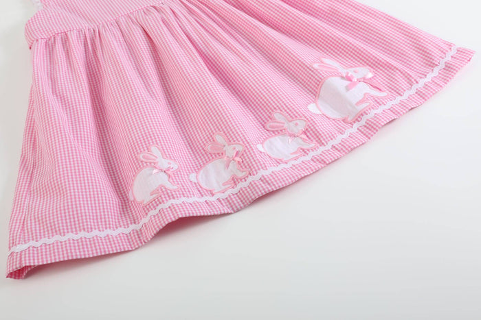 Pink Gingham Bunny Family Button Dress