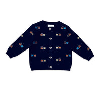 Train Embroidered Button Cardigan Baby Sweater (Organic)