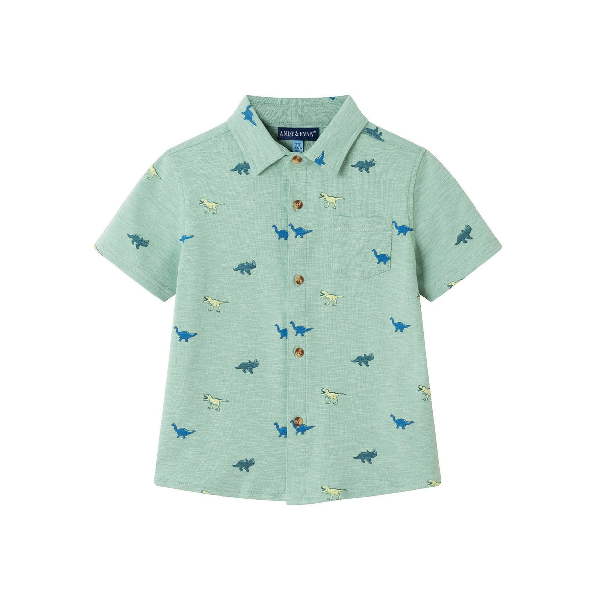Kids (2-7) Knit Buttondown & Hybrid Short Set | Dinosaur Print