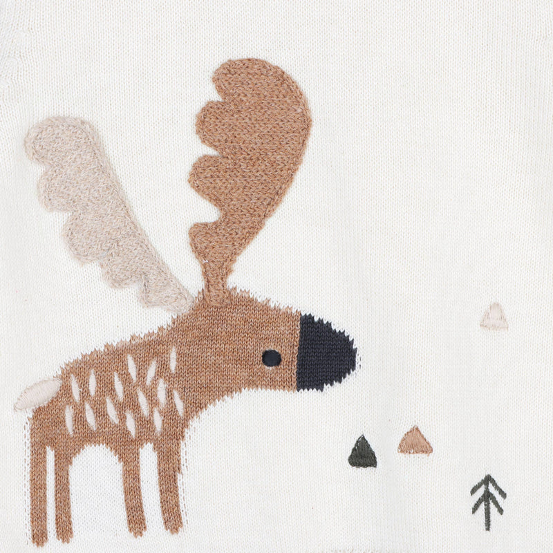 Moose Jacquard Knit Baby Pullover Sweater (Organic Cotton)