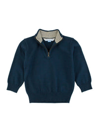 Boys Dark Navy Quarter-Zip Sweater