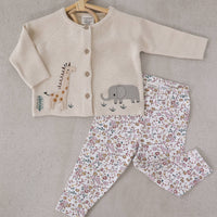 Animal Safari Embroidered Baby Cardigan Sweater (Organic)