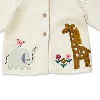 Eden Safari Embroidered Baby Girl Cardigan Sweater (Organic)