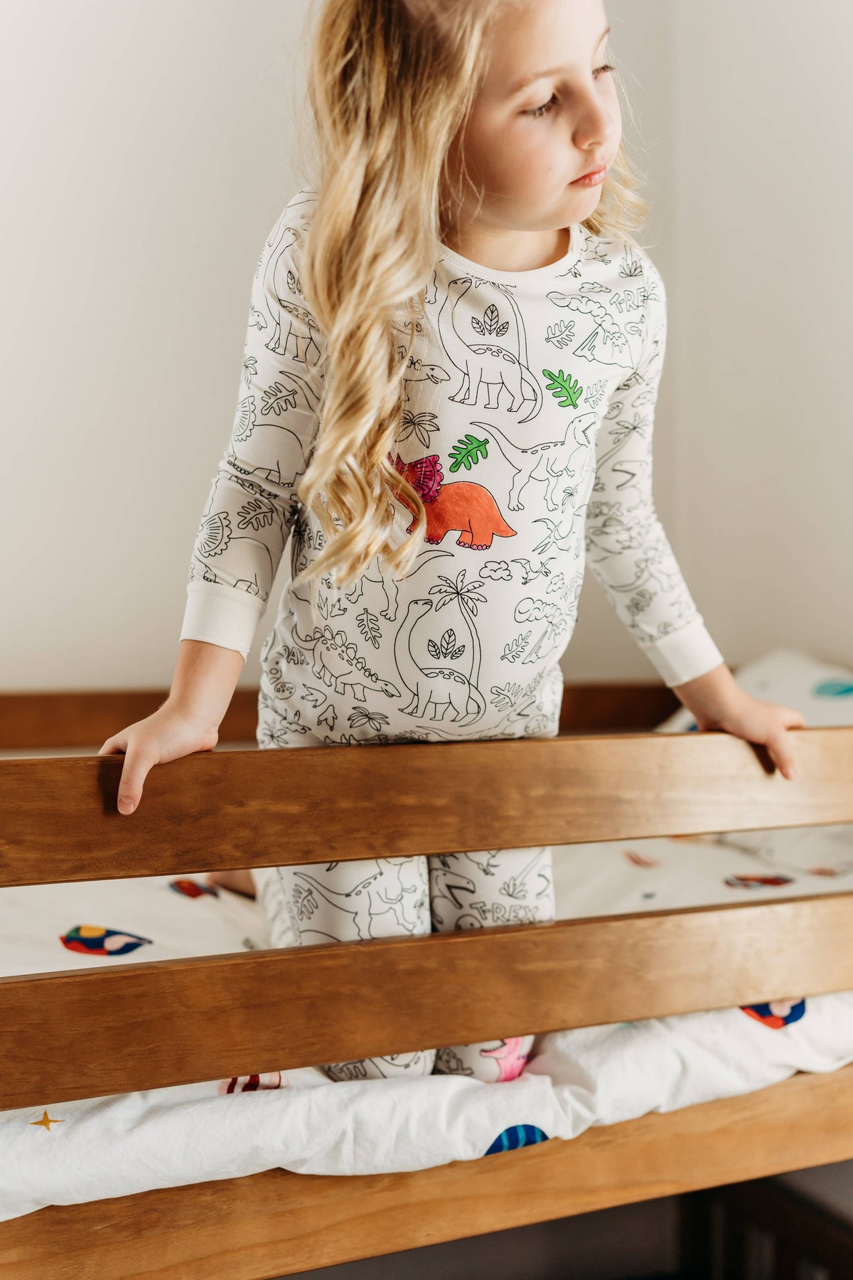 Dinosaur Coloring Pajamas 2 piece set made from Bamboo