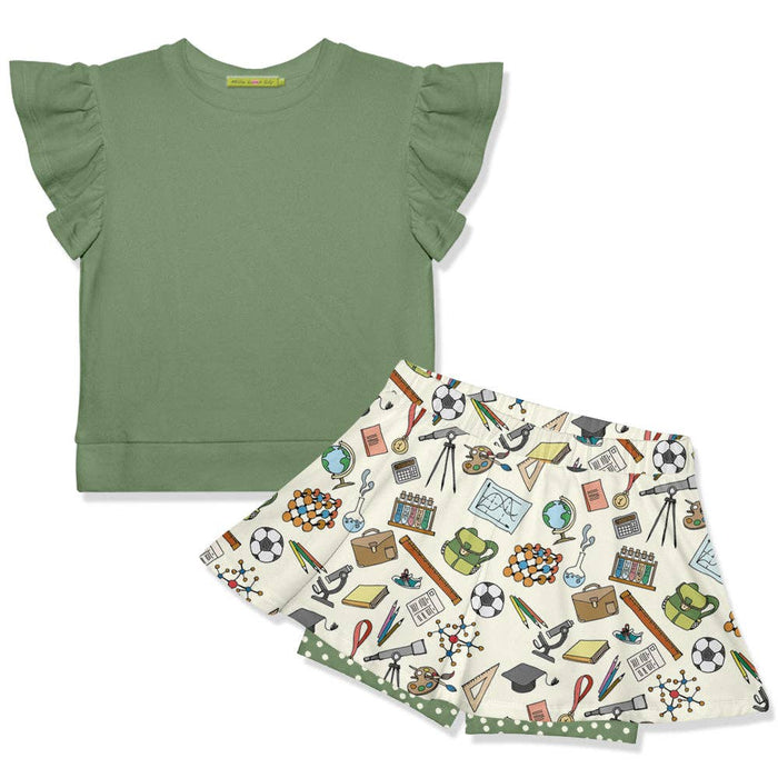 Girls Loden Frost Fr Terry Top & School Stuff Skort