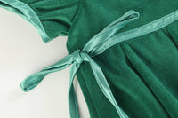 Green Velvet and Satin Bow Christmas Dress