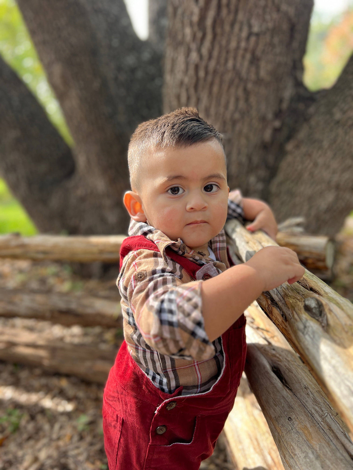 Brown/Black/Red JASPER Woven Onesie