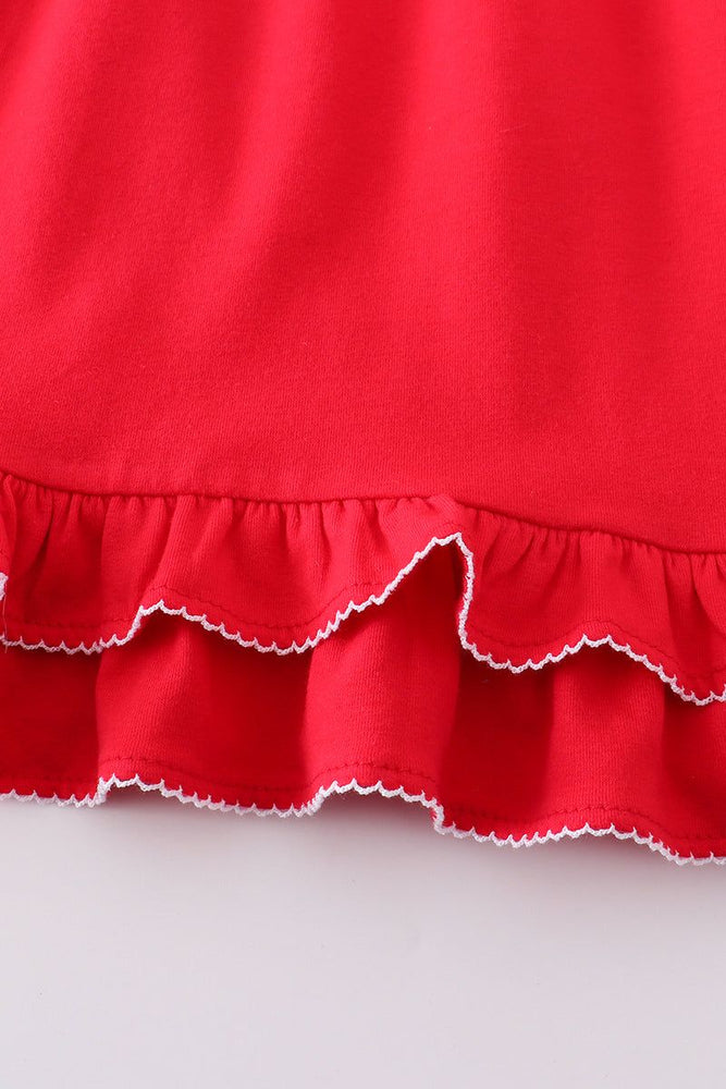 
                  
                    Premium Red ruffle short sleeve girl pajamas dress
                  
                
