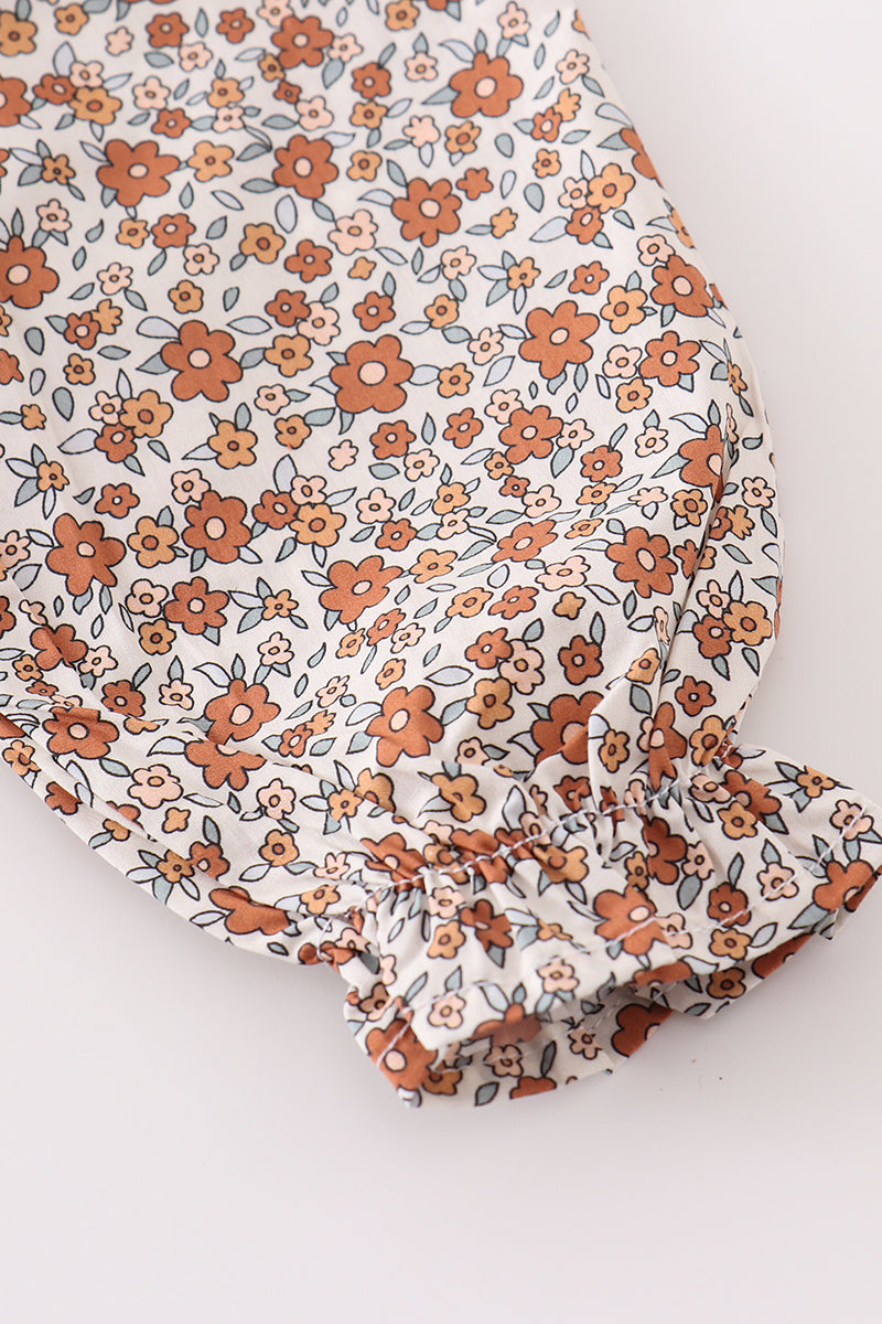 Premium Terracotta floral swiss dot baby set