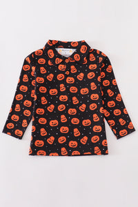 Premium Orange halloween pumpkin button down shirt