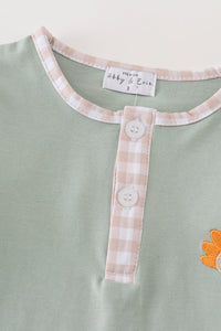 Premium Green turkey embroidery boy top