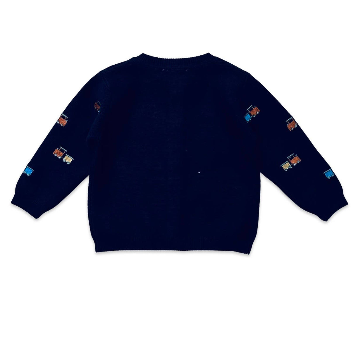 Train Embroidered Button Cardigan Baby Sweater (Organic)