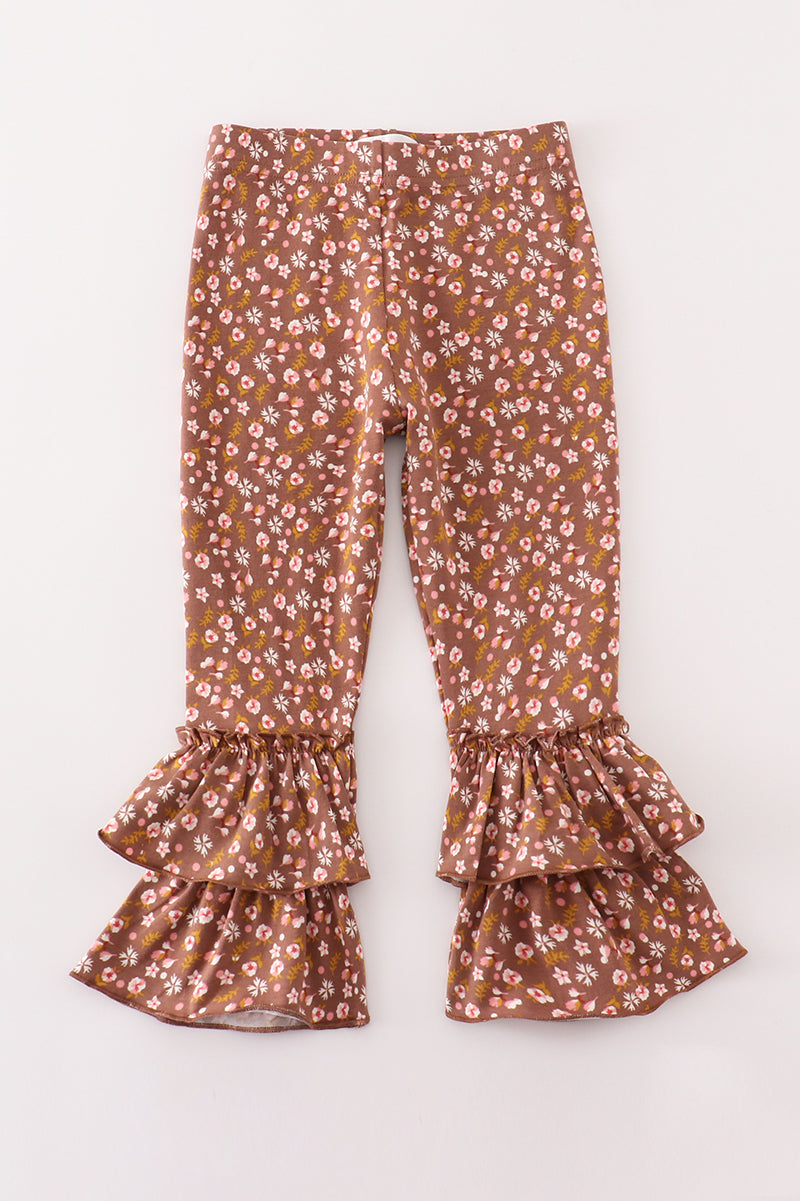 Platinum brown floral layered pants