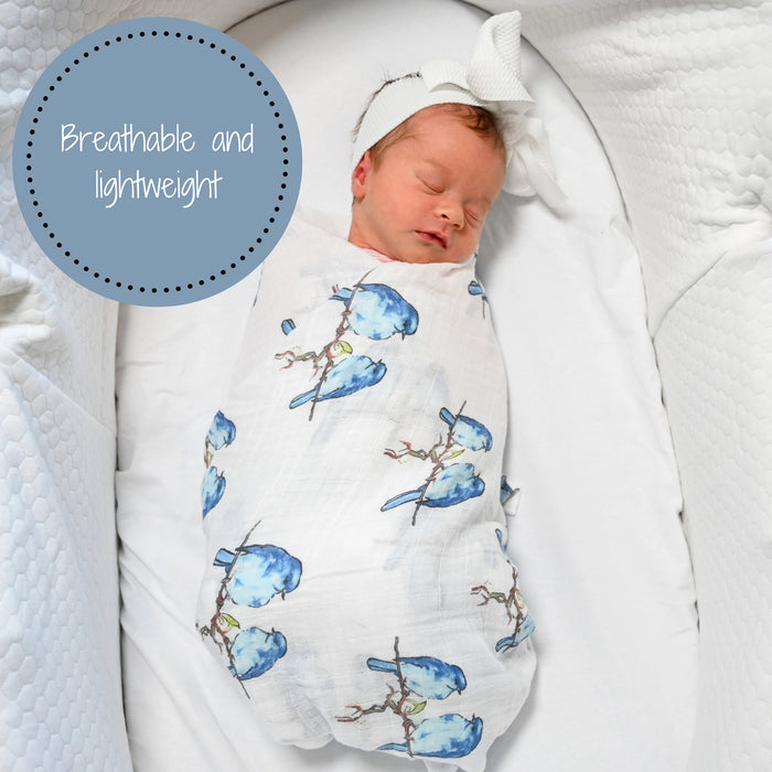 Bluebird of Happiness Baby Swaddle Blanket