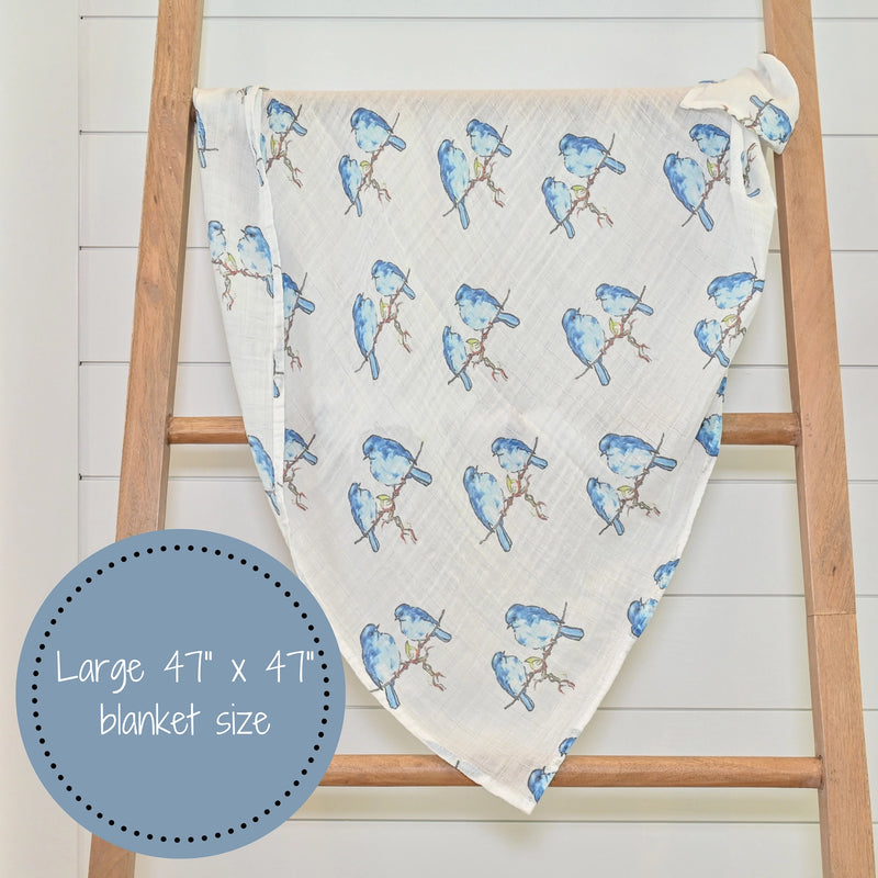 Bluebird of Happiness Baby Swaddle Blanket