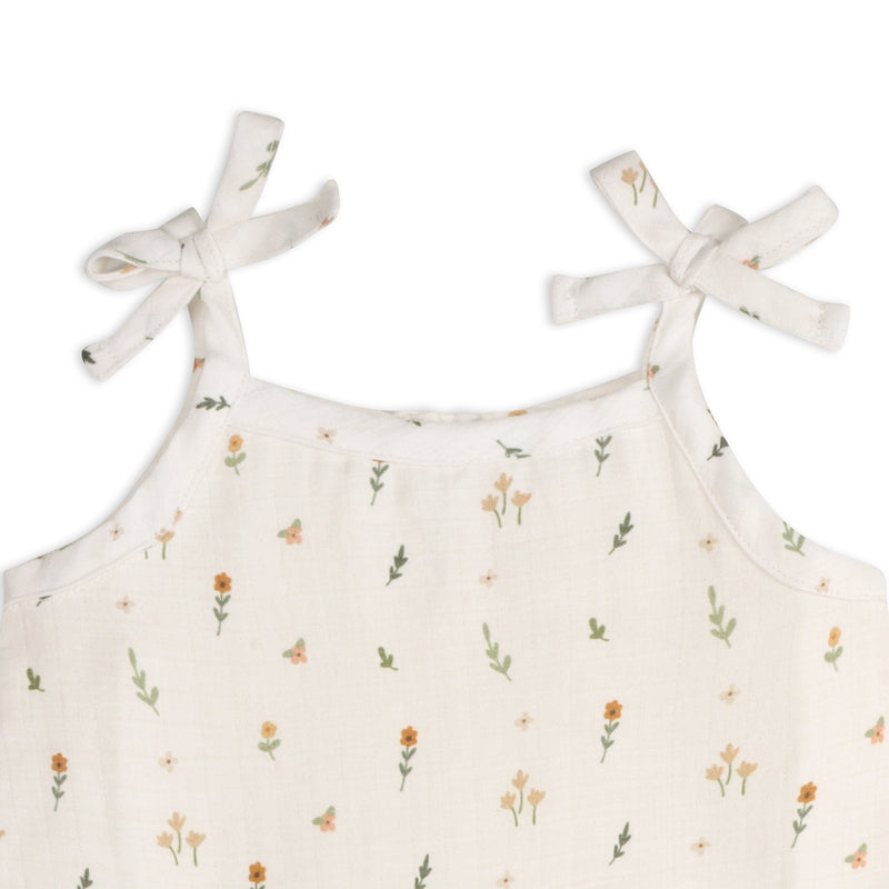 Boho Floral Shoulder Tie Baby Top & Bottom Set (Organic)