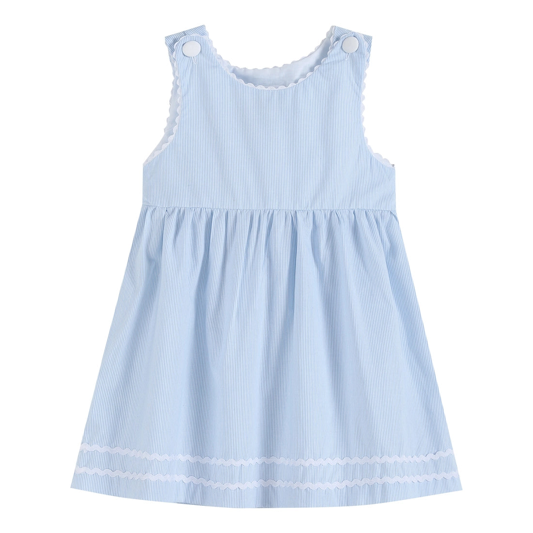 Classic Light Blue Seersucker Button Dress