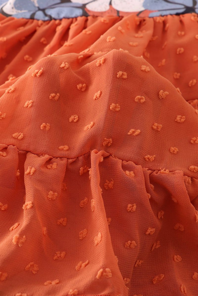 
                  
                    Orange floral print girl tutu dress
                  
                