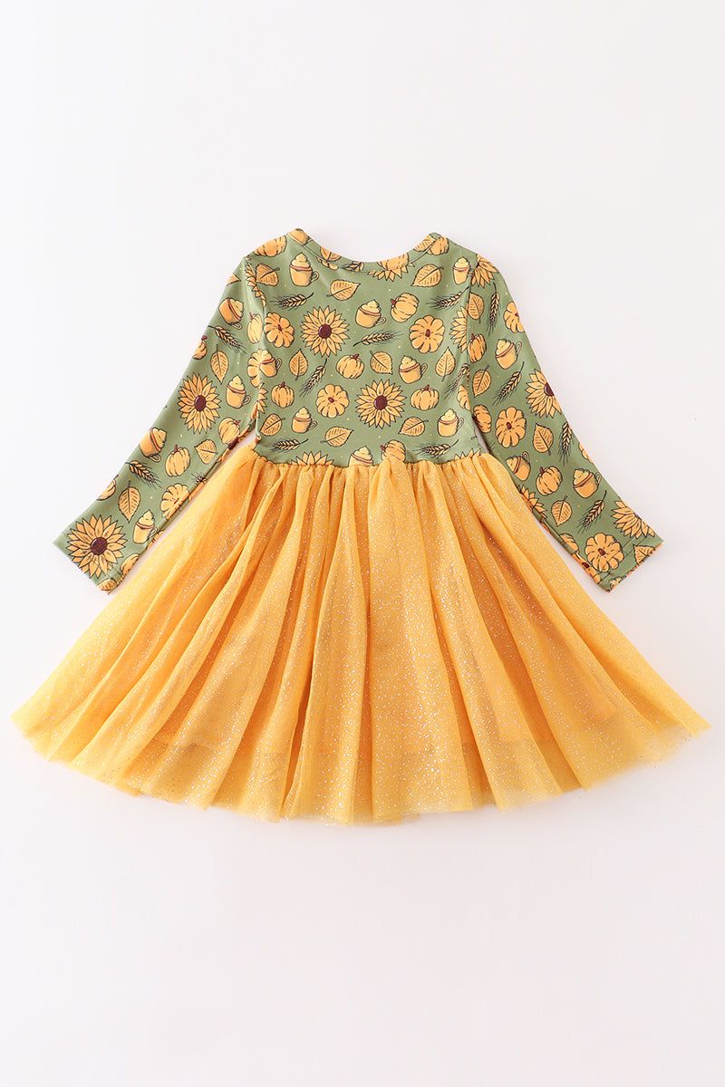 
                  
                    Sunflower print girl tutu dress
                  
                