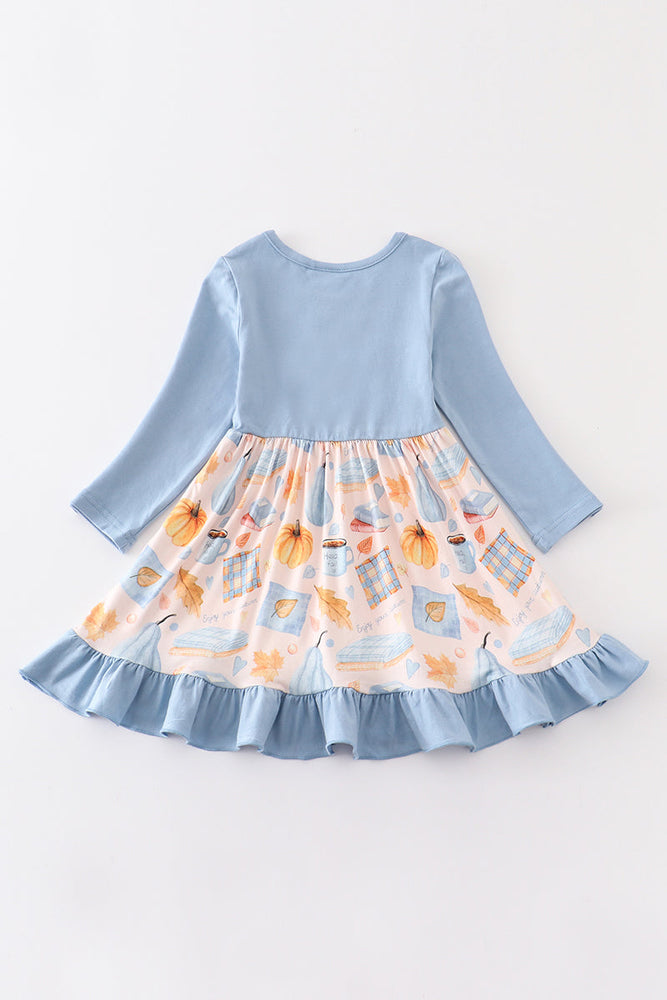 
                  
                    Blue plaid pumpkin print ruffle dress
                  
                