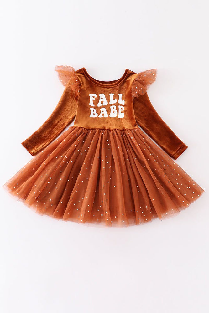 
                  
                    Brown "fall babe" girl dress
                  
                
