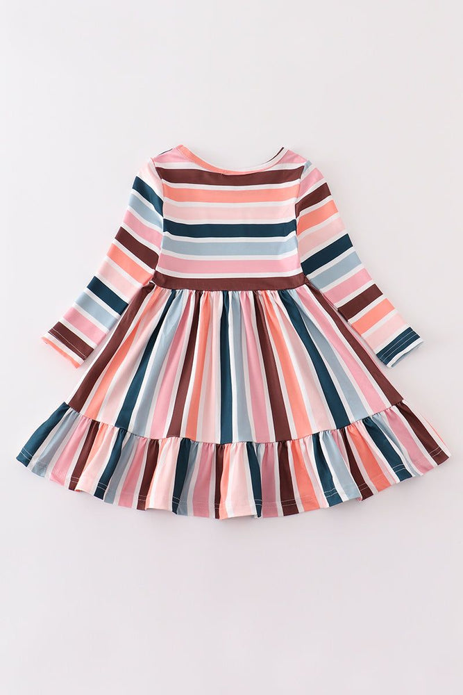 
                  
                    Stripe print ruffle girl dress
                  
                