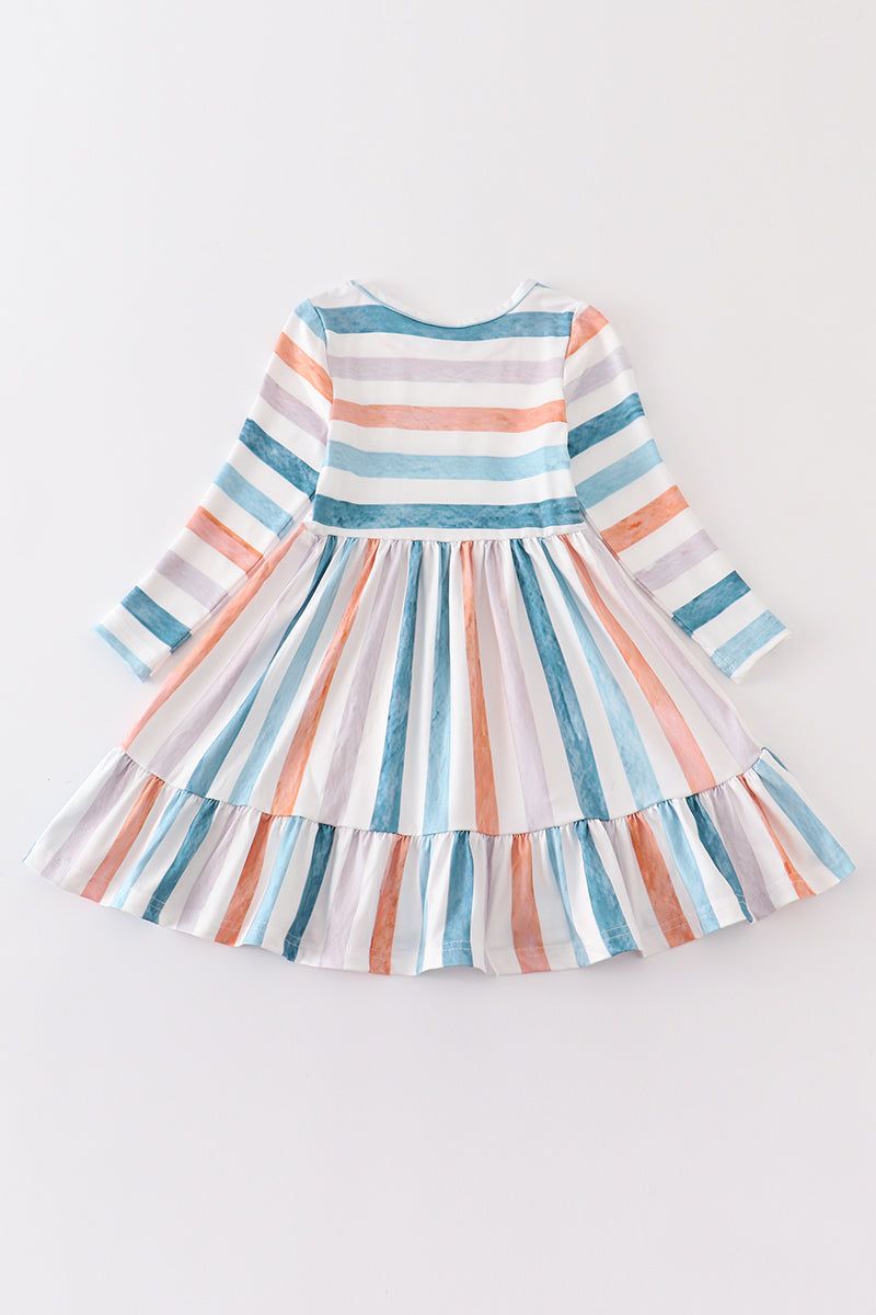 
                  
                    Stripe print ruffle girl dress
                  
                