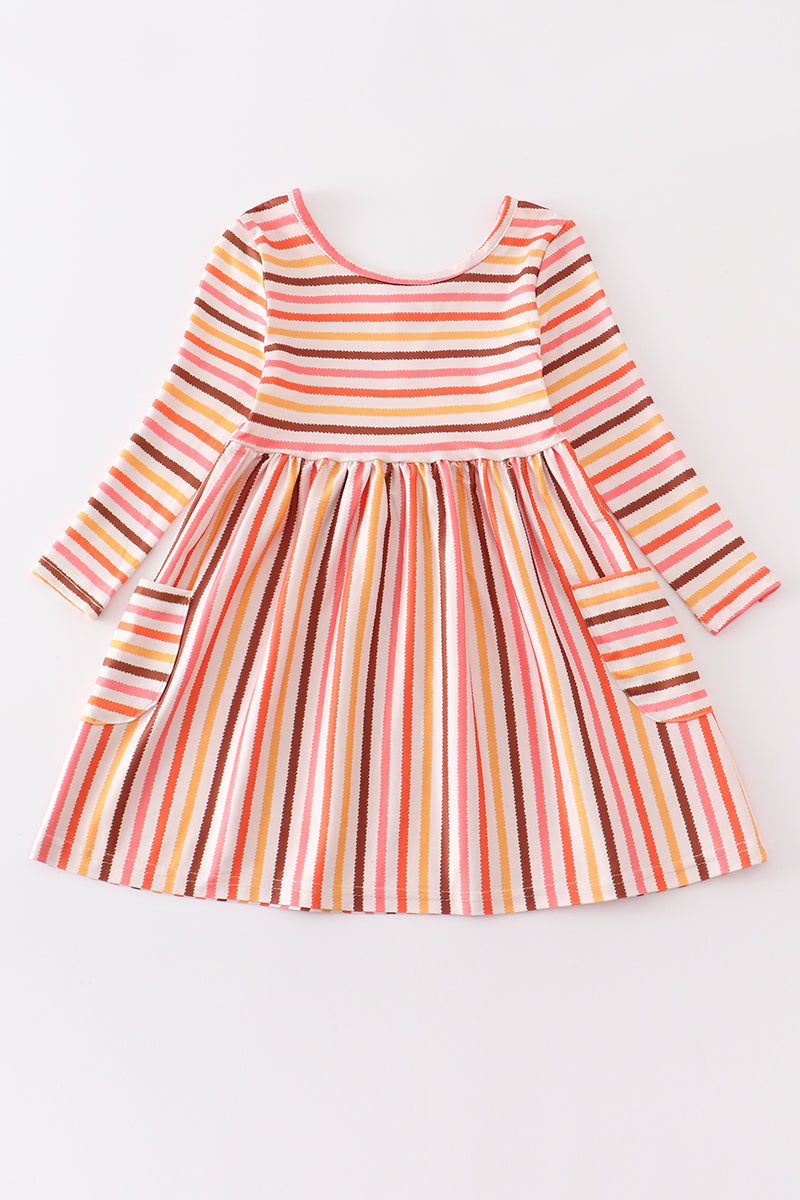 
                  
                    Multicolored stripe print pocket dress
                  
                