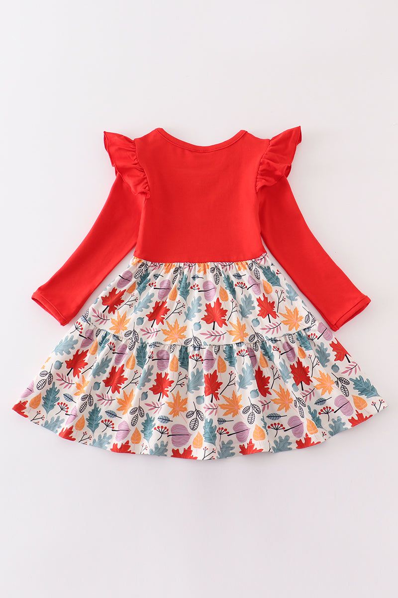 
                  
                    Red floral print ruffle dress
                  
                