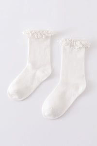 Ivory Knit lace girls socks