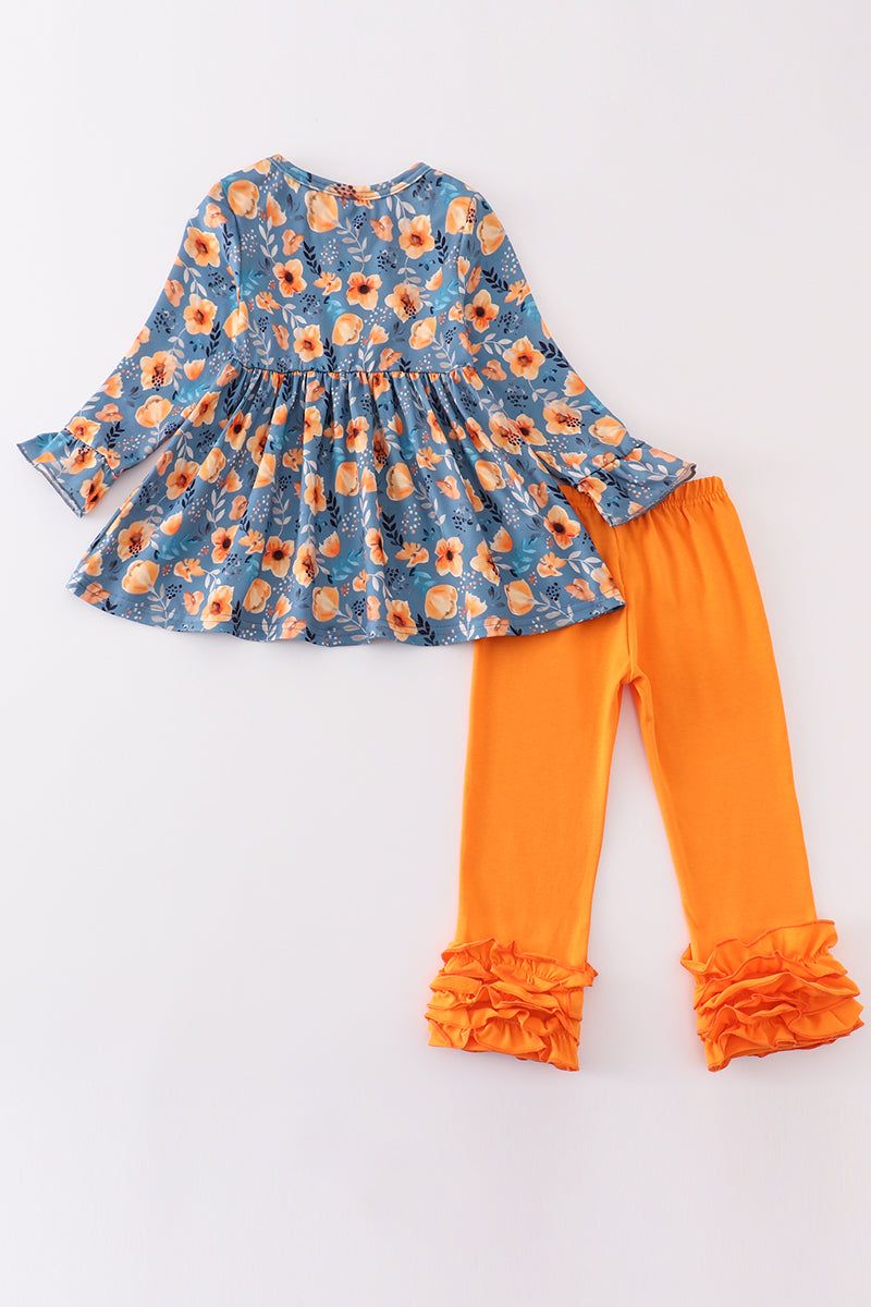 
                  
                    Orange floral print girl set
                  
                