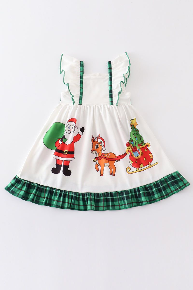 
                  
                    Green christmas plaid ruffle dress
                  
                