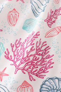 Pink shell embroidery dress