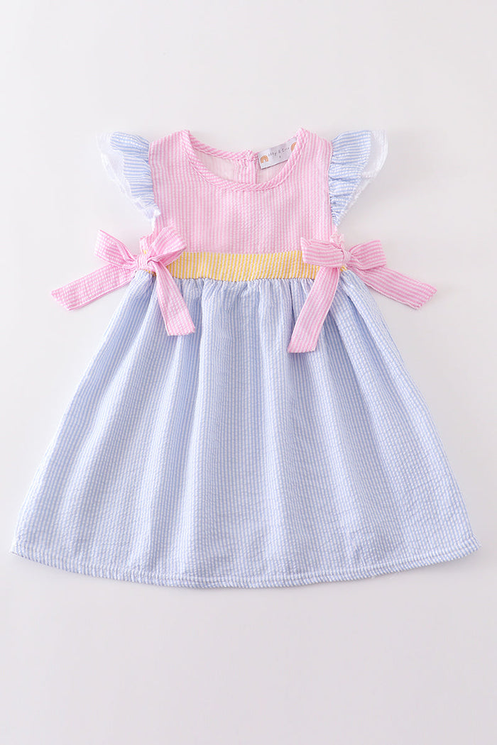 Pink stripe seersucker dress