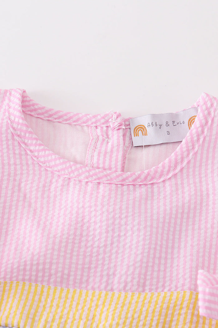 Pink stripe seersucker dress