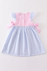 Pink stripe seersucker dress